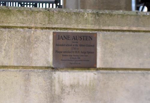 Picture of Jane Austen name plate on wall in Reading UK